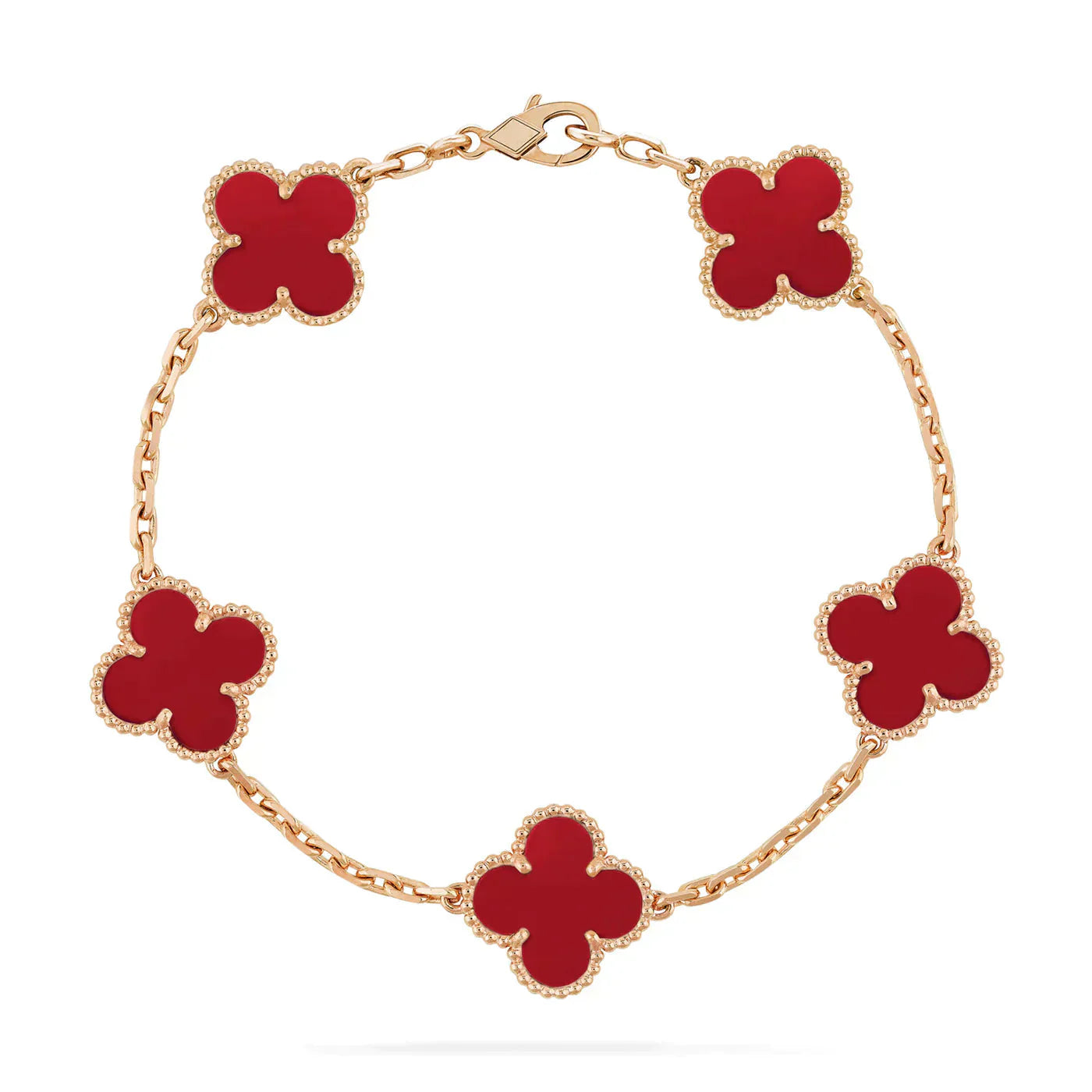 [BLUE TEARS]CLOVER 5 MOTIFS RED AGATE  BRACELET