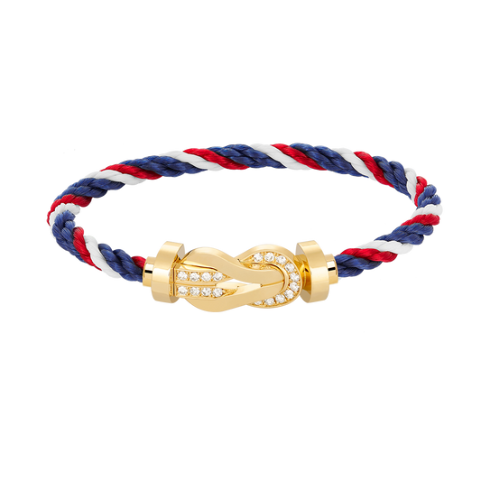 [BLUE TEARS]CHANCE LARGE 8 FIGURE BUCKLE HALF DIAMOND BRACELET GOLD