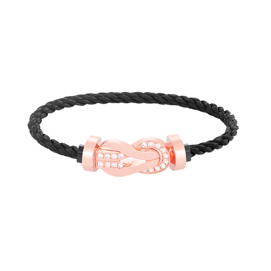 [BLUE TEARS]CHANCE LARGE 8 FIGURE BUCKLE HALF DIAMOND BRACELET ROSE GOLD