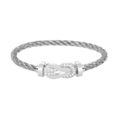 [BLUE TEARS]CHANCE LARGE 8 FIGURE BUCKLE HALF DIAMOND BRACELET SILVER