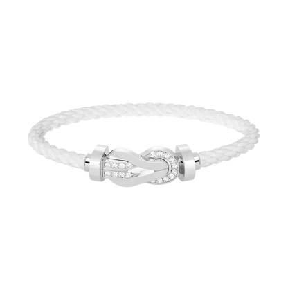 [BLUE TEARS]CHANCE LARGE 8 FIGURE BUCKLE HALF DIAMOND BRACELET SILVER