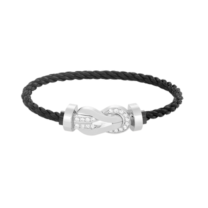 [BLUE TEARS]CHANCE LARGE 8 FIGURE BUCKLE HALF DIAMOND BRACELET SILVER