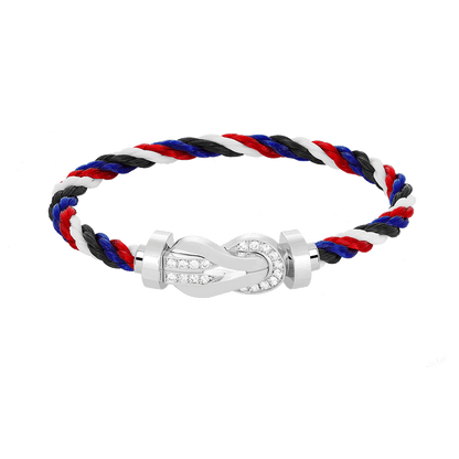 [BLUE TEARS]CHANCE LARGE 8 FIGURE BUCKLE HALF DIAMOND BRACELET SILVER