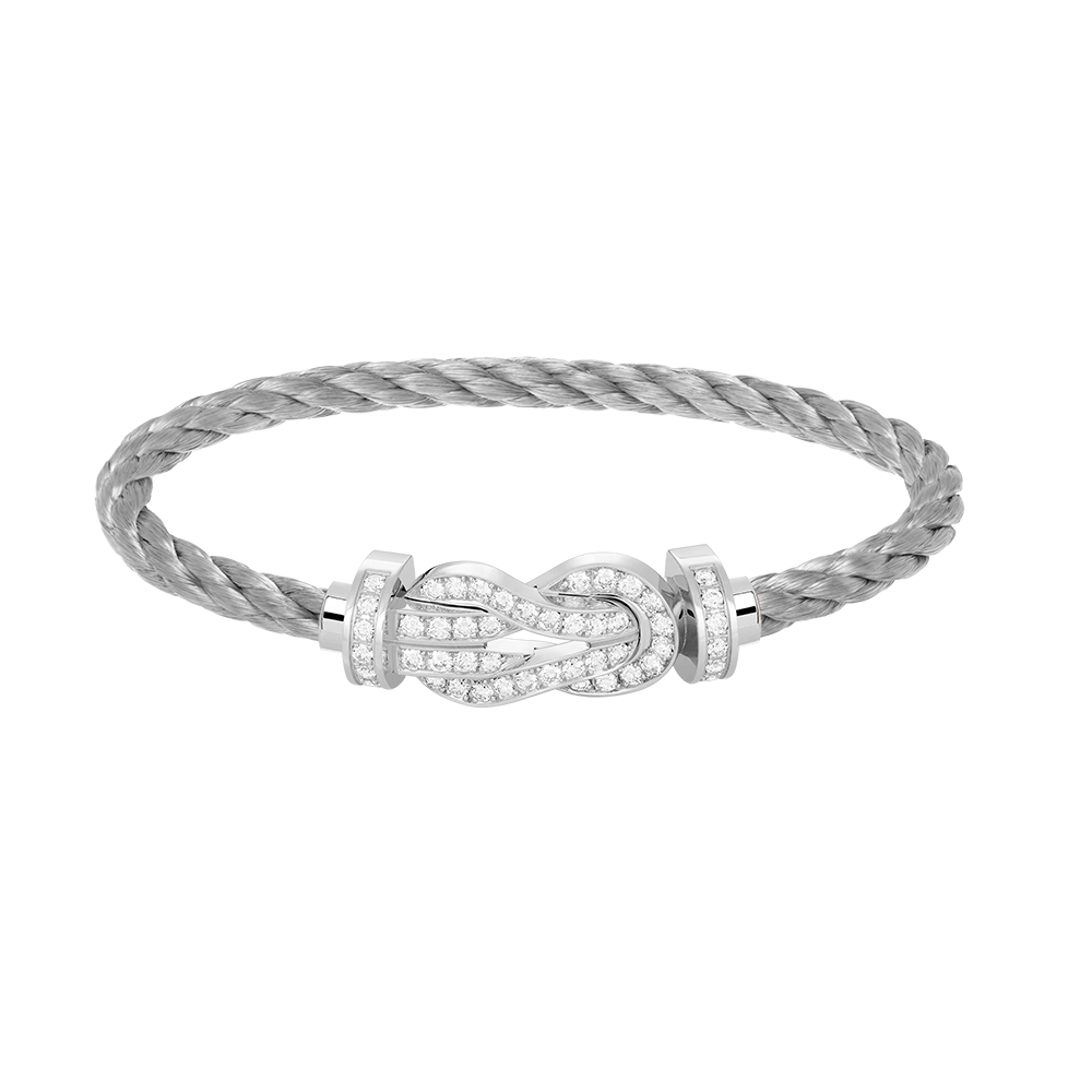 [BLUE TEARS]CHANCE LARGE 8 FIGURE BUCKLE FULL DIAMOND BRACELET SILVER