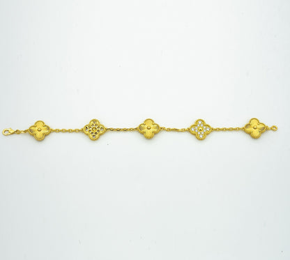 [BLUE TEARS]CLOVER BRACELET 5 MOTIFS GOLD DIAMOND