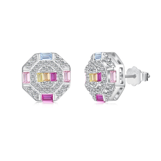 [Nova Jewelry]Ornate Colorful Octagon Shape Daily Earrings