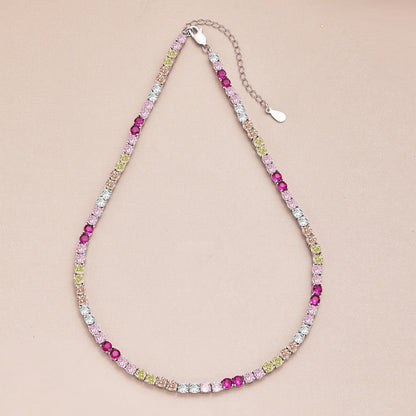 Delicate Colorful Tennis Necklace