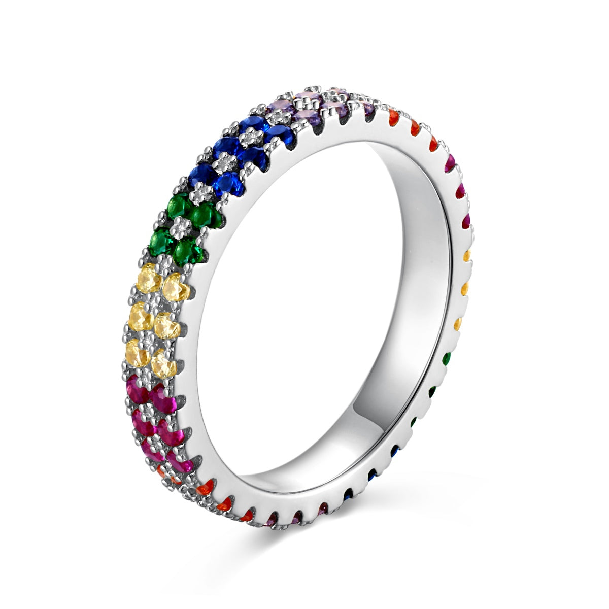 [Nova Jewelry]Unique Colorful Round Cut Tennis Ring