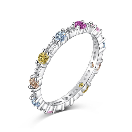 [Nova Jewelry]Sparkling Colorful Round Cut Tennis Ring