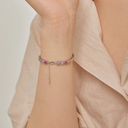 Delicate Colorful Emerald Cut Daily Bracelet