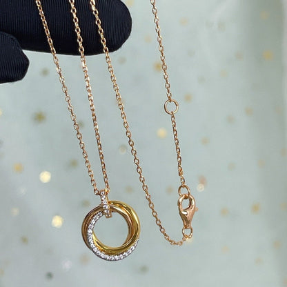 [BLUE TEARS]TRINITY NECKLACE SILVER GOLD PINK GOLD DIAMONDS
