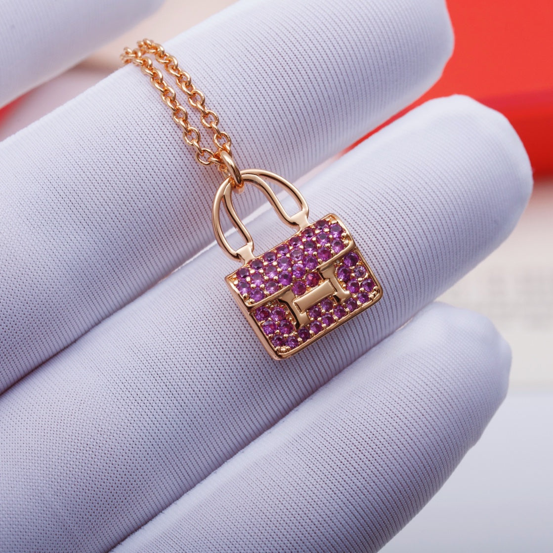 [BLUE TEARS]CONSTANCE PEDANT PURPLE DIAMOND NECKLACE