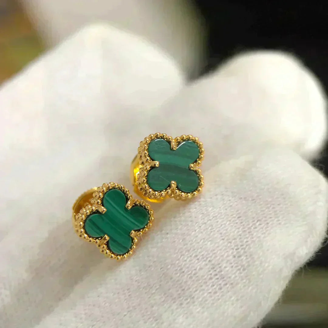 [BLUE TEARS]CLOVER MINI 9.5MM MALACHITE  EARRINGS