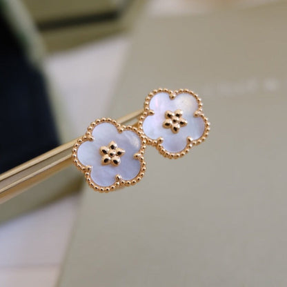 [BLUE TEARS]LUCKY PINK GOLD WHITE MOP EARRINGS