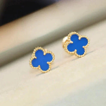 [BLUE TEARS Jewelry ]CLOVER MINI 9.5MM Blue Agate EARRINGS