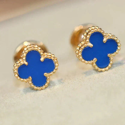 [BLUE TEARS Jewelry ]CLOVER MINI 9.5MM Blue Agate EARRINGS
