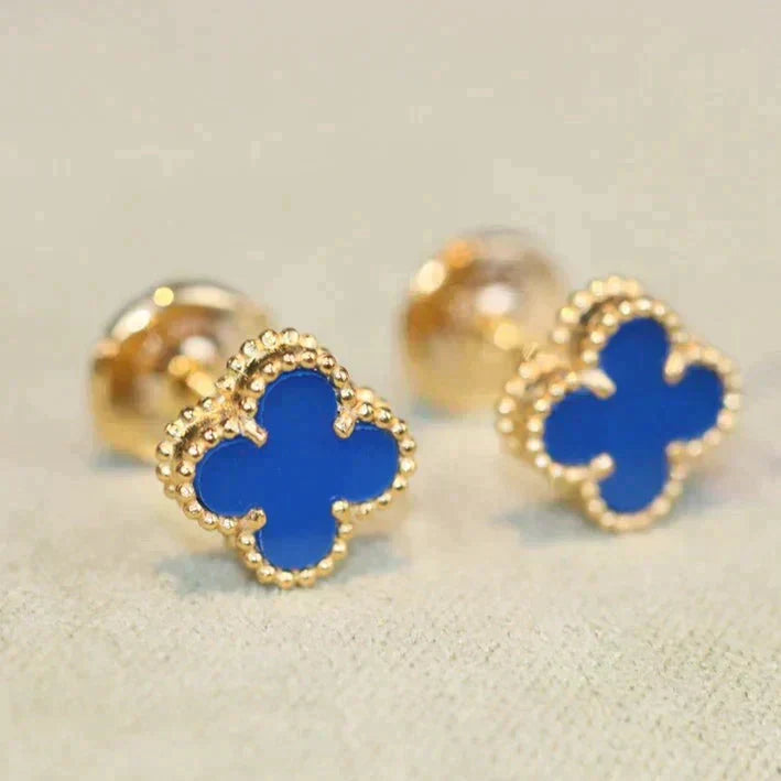 [BLUE TEARS Jewelry ]CLOVER MINI 9.5MM Blue Agate EARRINGS