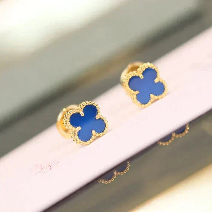 [BLUE TEARS Jewelry ]CLOVER MINI 9.5MM Blue Agate EARRINGS