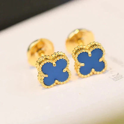 [BLUE TEARS Jewelry ]CLOVER MINI 9.5MM Blue Agate EARRINGS