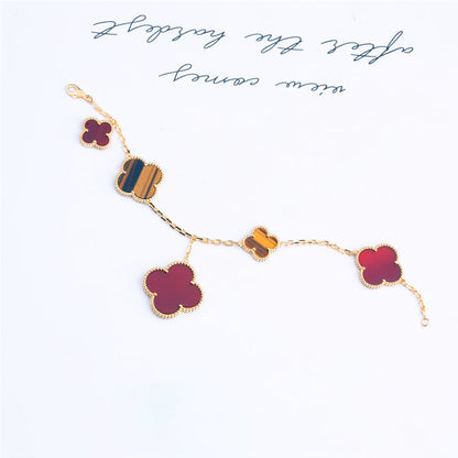 [BLUE TEARS]CLOVER BRACELET 5 MOTIFS CARNELIAN TIGER EYE