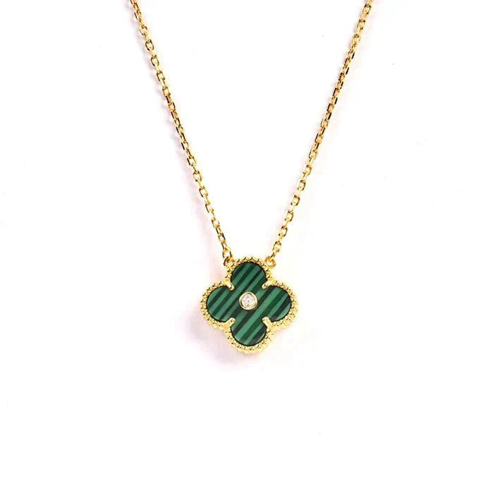 [BLUE TEARS]CLOVER 15MM DIAMOND TURQUOISE NECKLACE
