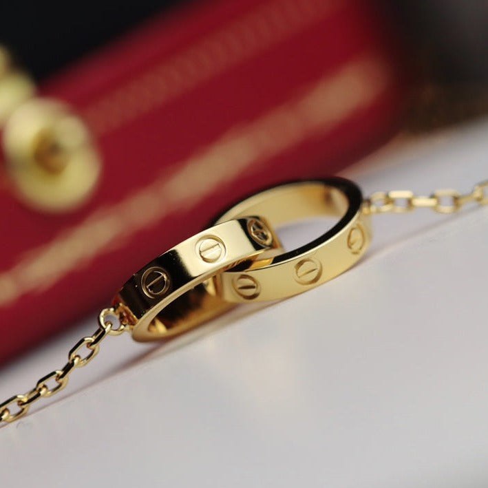 [BLUE TEARS]LOVE NECKLACE DOUBLE RING GOLD