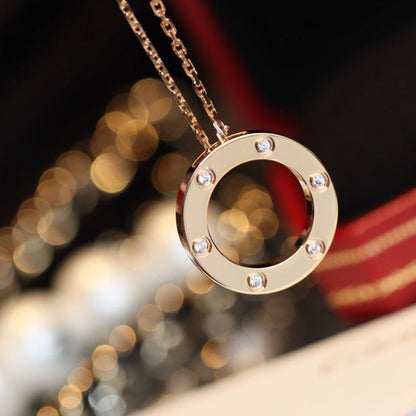 [BLUE TEARS]LOVE NECKLACE 16MM 6 DIAMONDS PINK GOLD