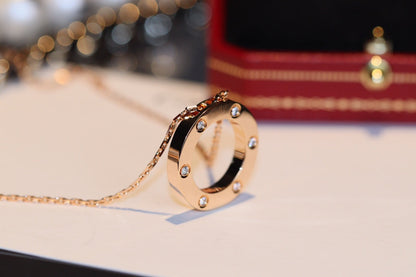 [BLUE TEARS]LOVE NECKLACE 16MM 6 DIAMONDS PINK GOLD