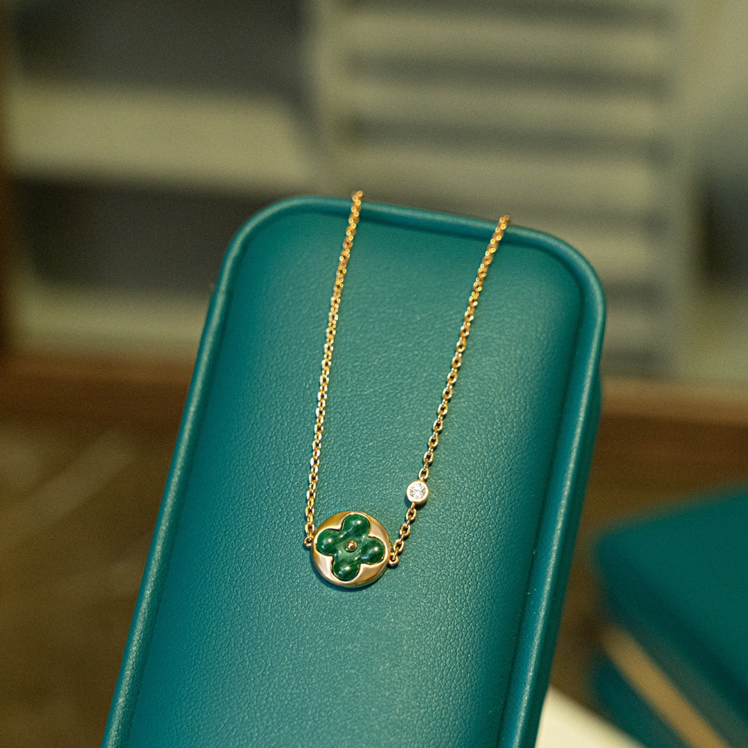 [BLUE TEARS]SUN MALACHITE 1 DIAMOND PINK GOLD BRACELET