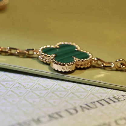 [BLUE TEARS]CLOVER 5 MOTIFS MALACHITE BRACELET