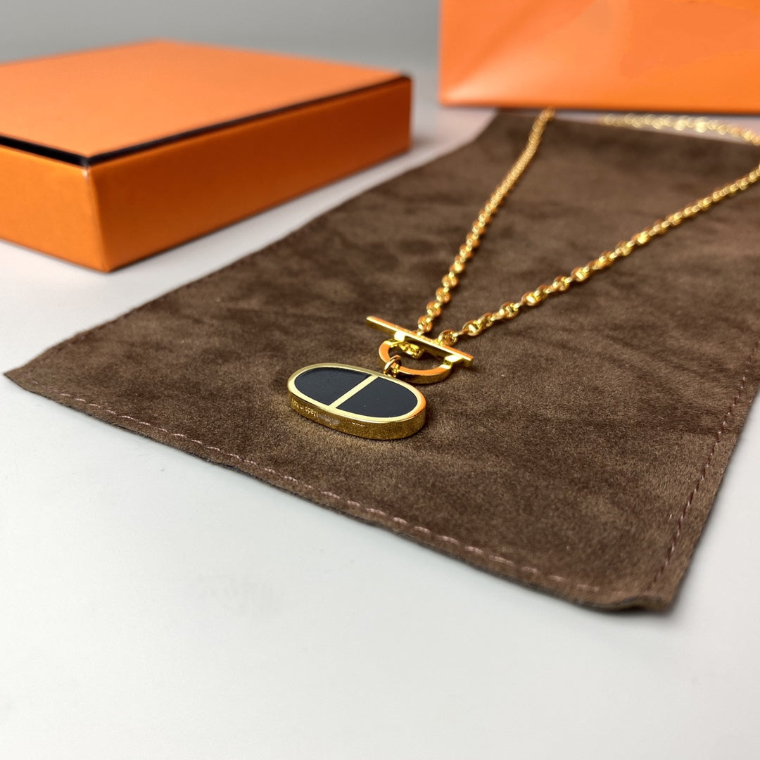 [BLUE TEARS]CHAINE VERSO BLACK CERAMIC NECKLACE