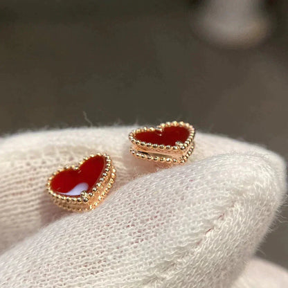 [BLUE TEARS]HEART CARNELIAN STUD EARRINGS