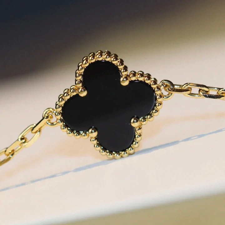 [BLUE TEARS]CLOVER 20 MOTIFS ONYX NECKLACE