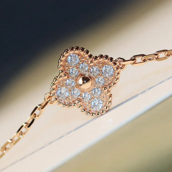[BLUE TEARS]CLOVER 20 MOTIFS MALACHITE DIAMOND NECKLACE