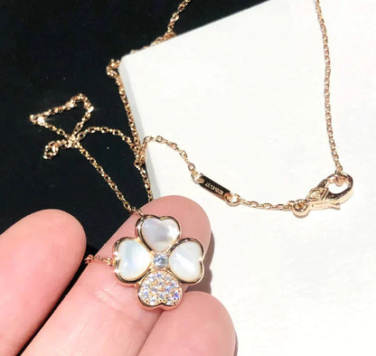 [BLUE TEARS]CLOVER MOP DIAMOND ROSE GOLD NECKLACE