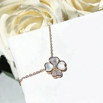 [BLUE TEARS]CLOVER MOP DIAMOND ROSE GOLD NECKLACE
