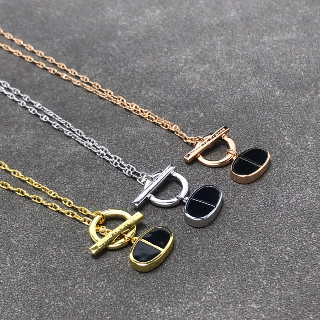 [BLUE TEARS]CHAINE VERSO BLACK CERAMIC  NECKLACE
