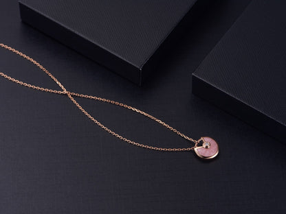 [BLUE TEARS]AMULETTE ROSE GOLD PINK MOP NECKLACE