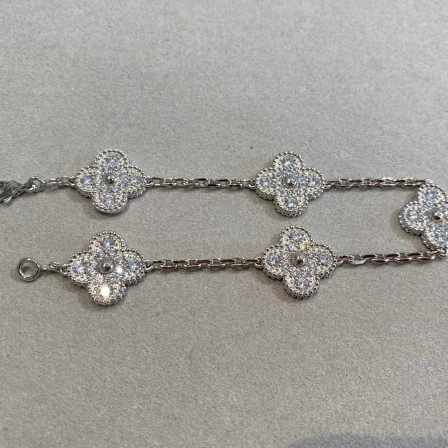 [BLUE TEARS]CLOVER 5 MOTIFS  DIAMOND BRACELET SILVER
