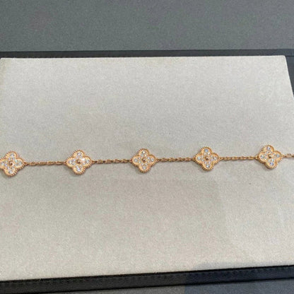 [BLUE TEARS]CLOVER 5 MOTIFS  FULL DIAMOND BRACELET