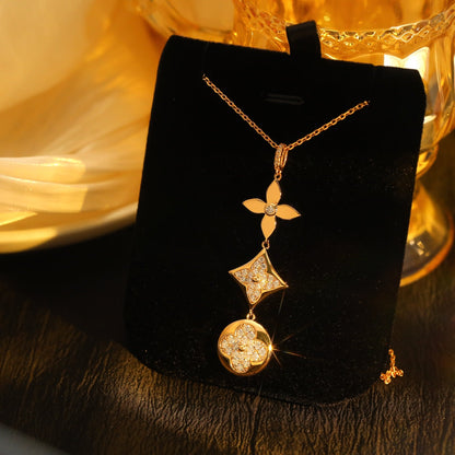 [BLUE TEARS]STAR AND SUN DIAMOND PINK GOLD NECKLACE