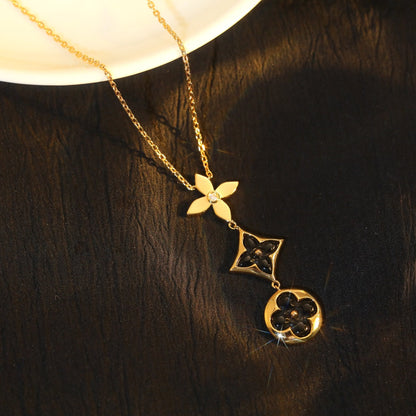 [BLUE TEARS]STAR AND SUN ONYX PINK GOLD NECKLACE