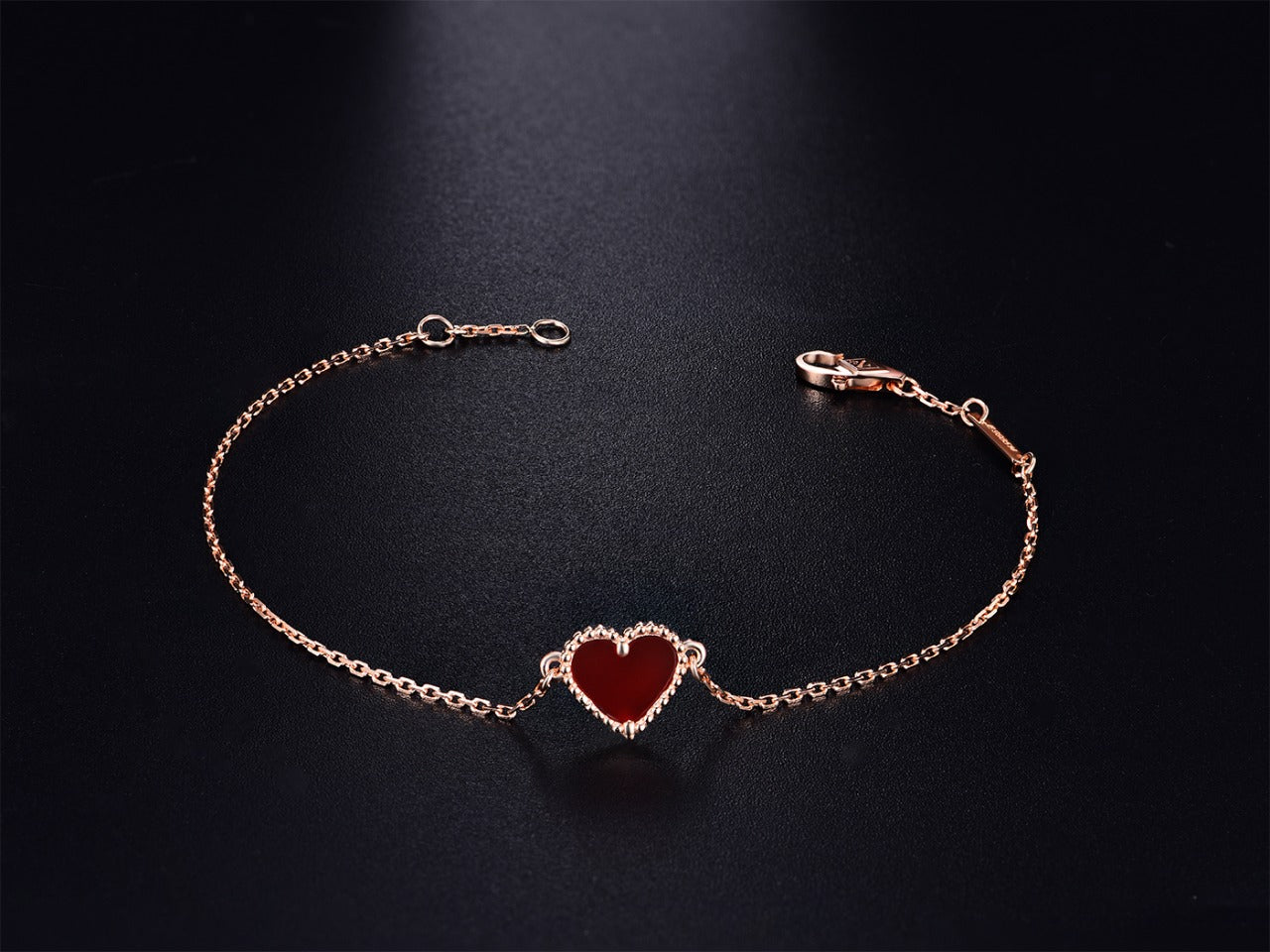 [BLUE TEARS]HEART CARNELIAN PINK GOLD BRACELET
