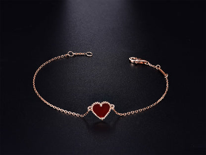 [BLUE TEARS]HEART CARNELIAN PINK GOLD BRACELET