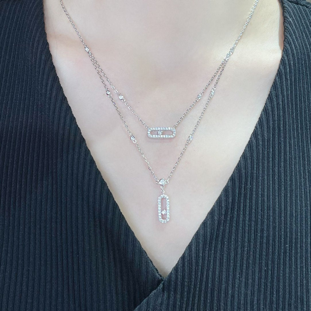 [Blue Tears Jewelry]MOVE 2 ROW DIAMOND NECKLACE