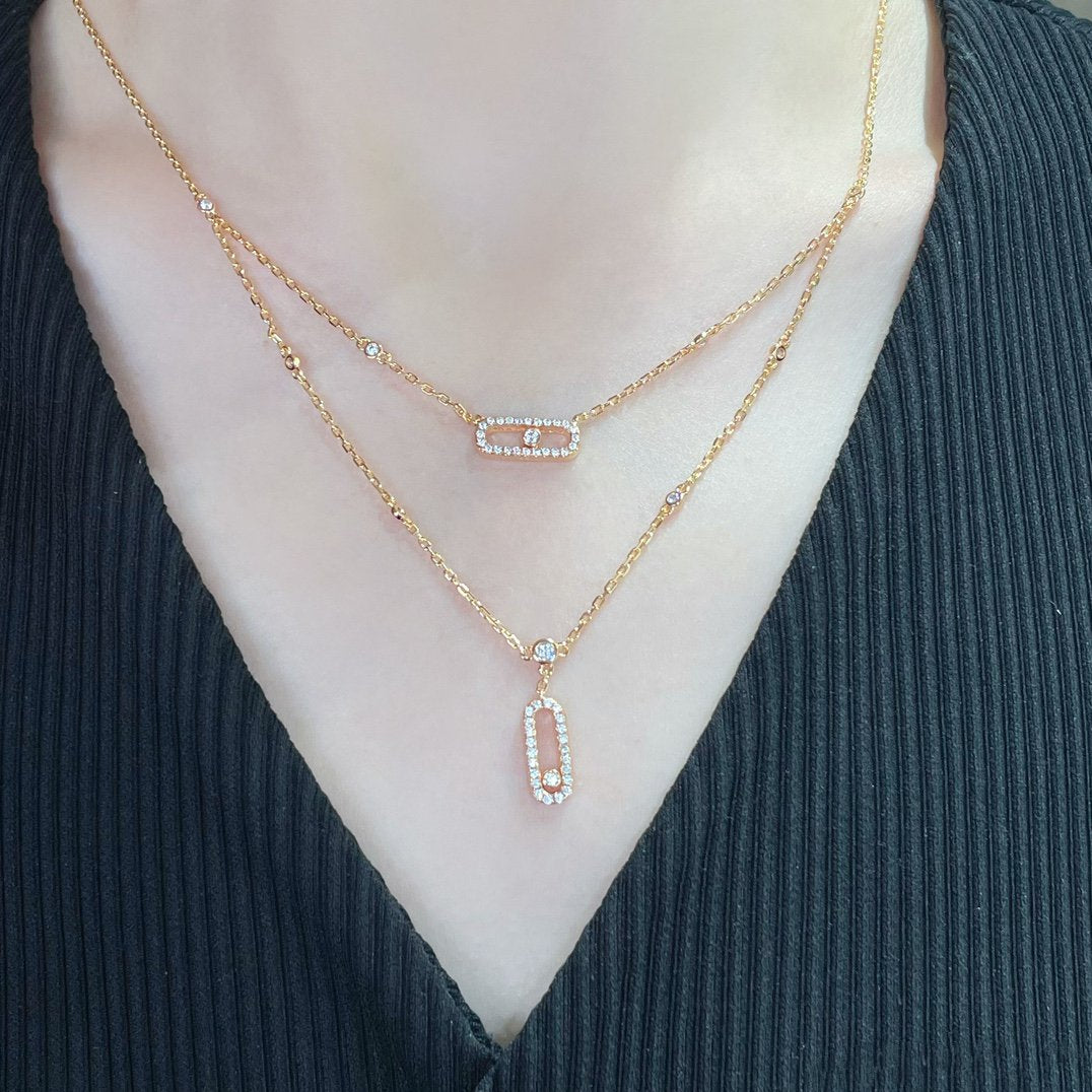 [Blue Tears Jewelry]MOVE 2 ROW DIAMOND NECKLACE
