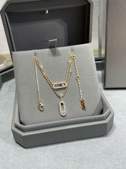 [Blue Tears Jewelry]MOVE 2 ROW DIAMOND NECKLACE