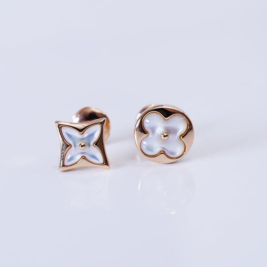 [BLUE TEARS]STAR AND SUN PINK GOLD MOP STUD EARRINGS