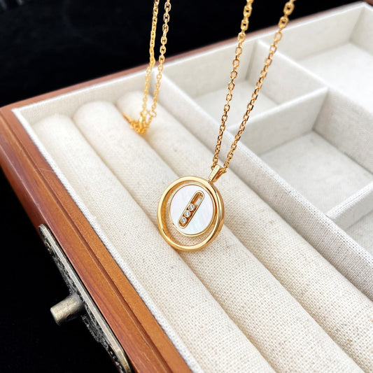 [Blue Tears Jewelry]LUCKY MOVE MOP PINK GOLD NECKLACE