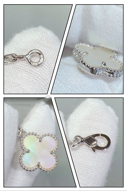 [BLUE TEARS]CLOVER 5 MOTIF WHITE MOP SILVER BRACELET